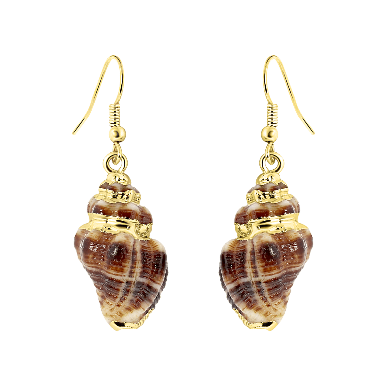 Goldfarbene Bijoux-Ohrringe mit Muschel