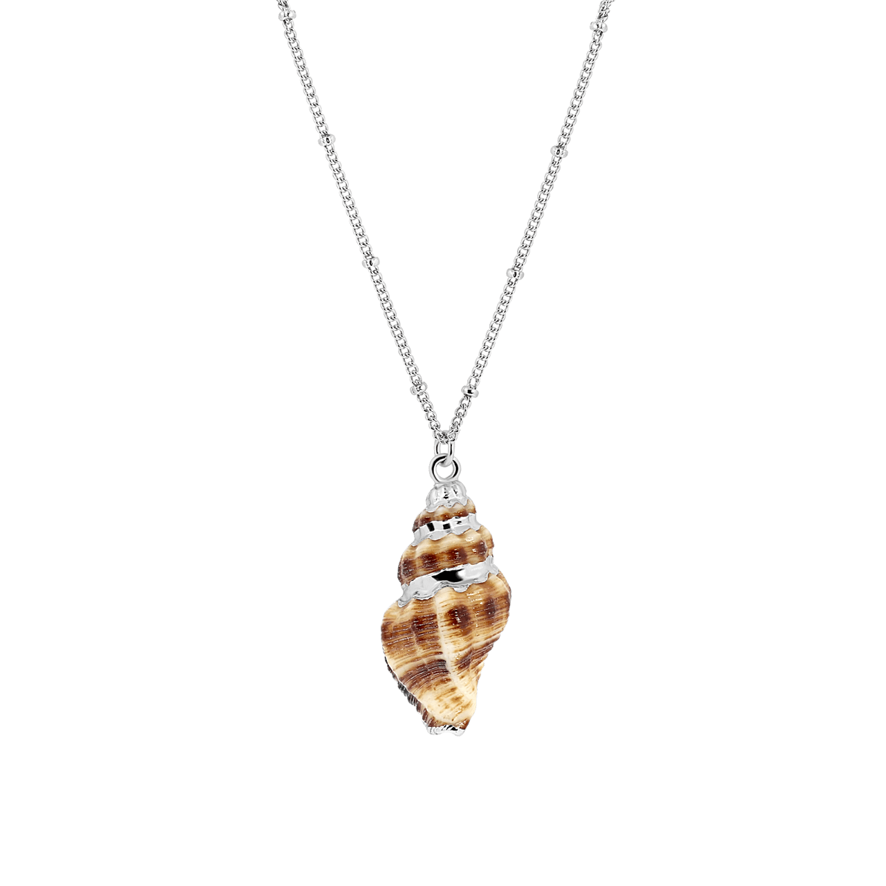 Zilverkleurige bijoux ketting met schelp