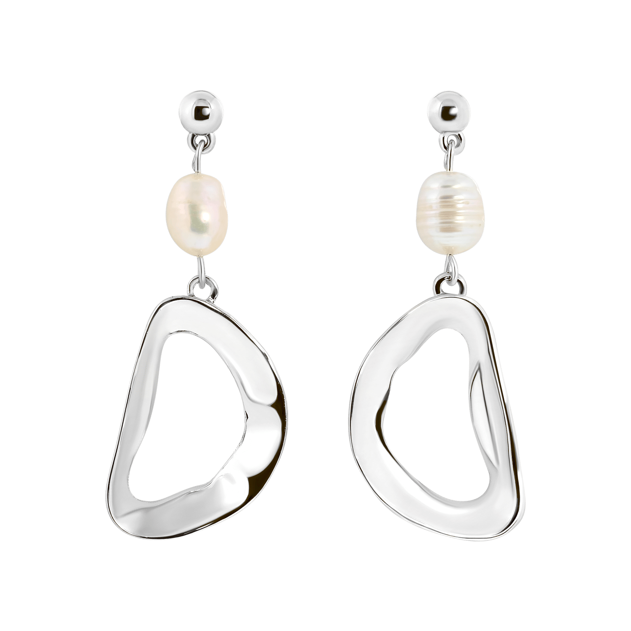 Silberfarbene Bijoux-Ohrringe, mit Perle