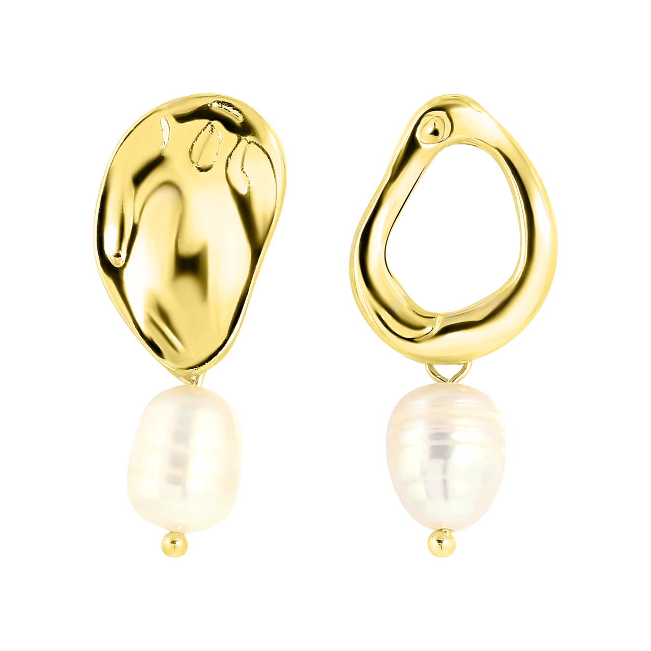 Goudkleurige bijoux oorbellen met parel