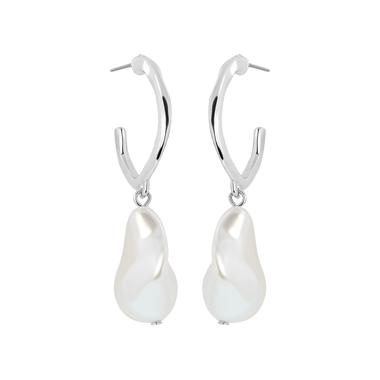 Zilverkleurige bijoux oorbellen met parel