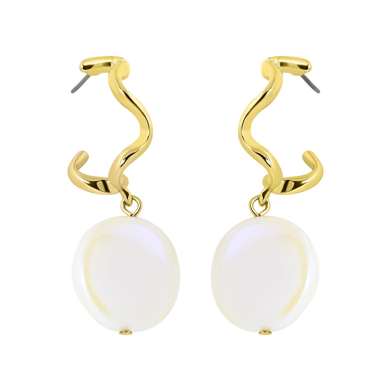 Goudkleurige bijoux oorbellen met parel