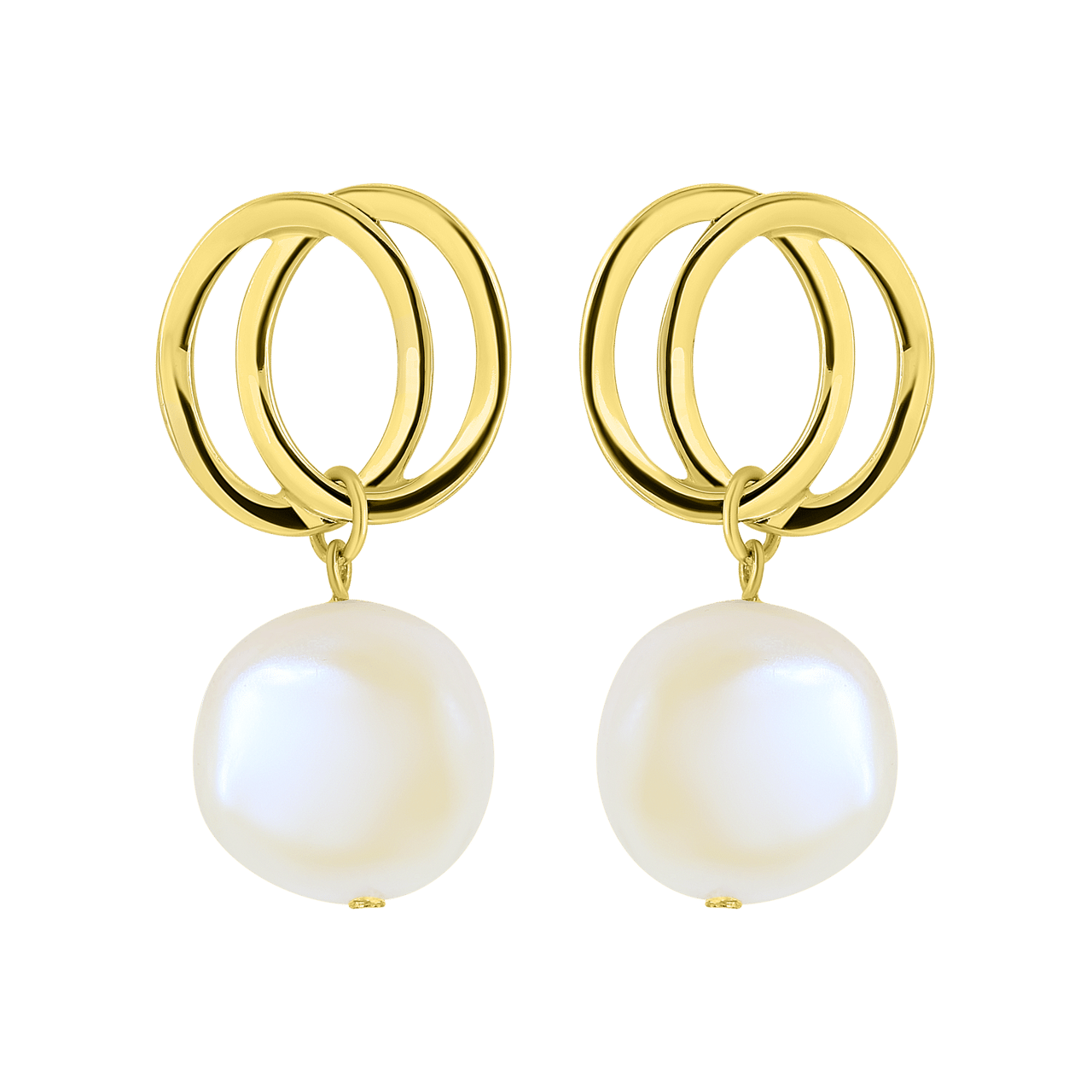 Goudkleurige bijoux oorbellen met parel