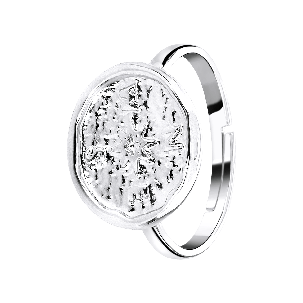 Zilverkleurige bijoux ring met kompas