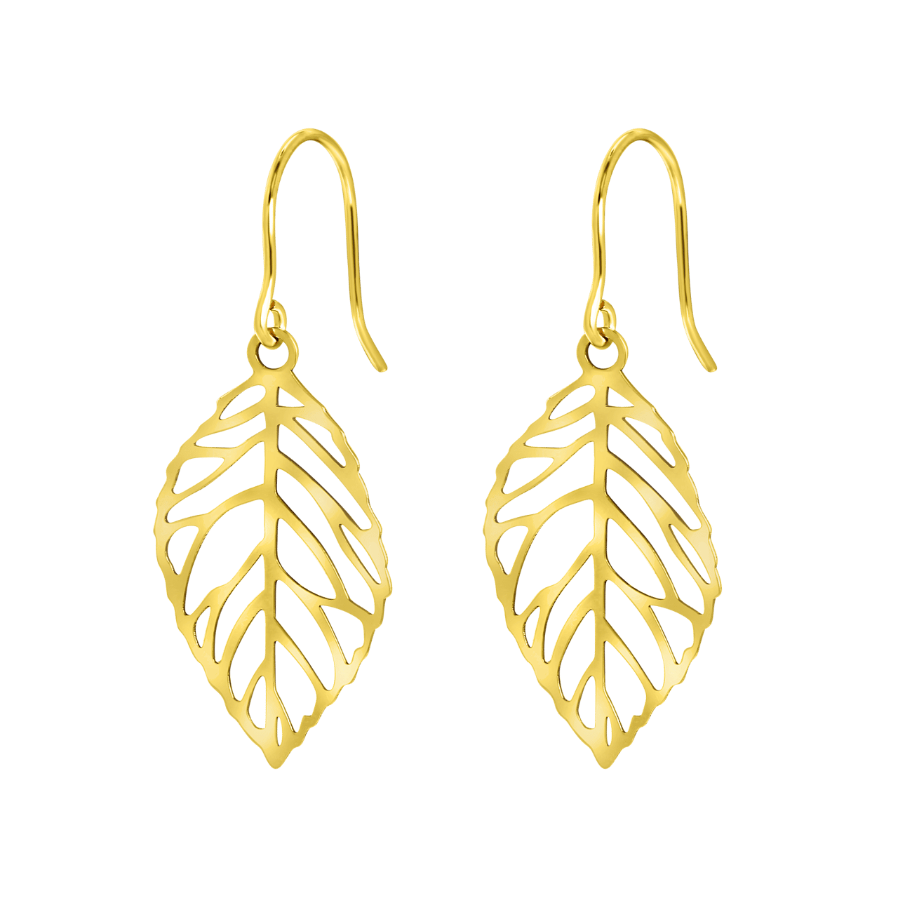 Ohrringe, 585 Gelbgold, Blatt