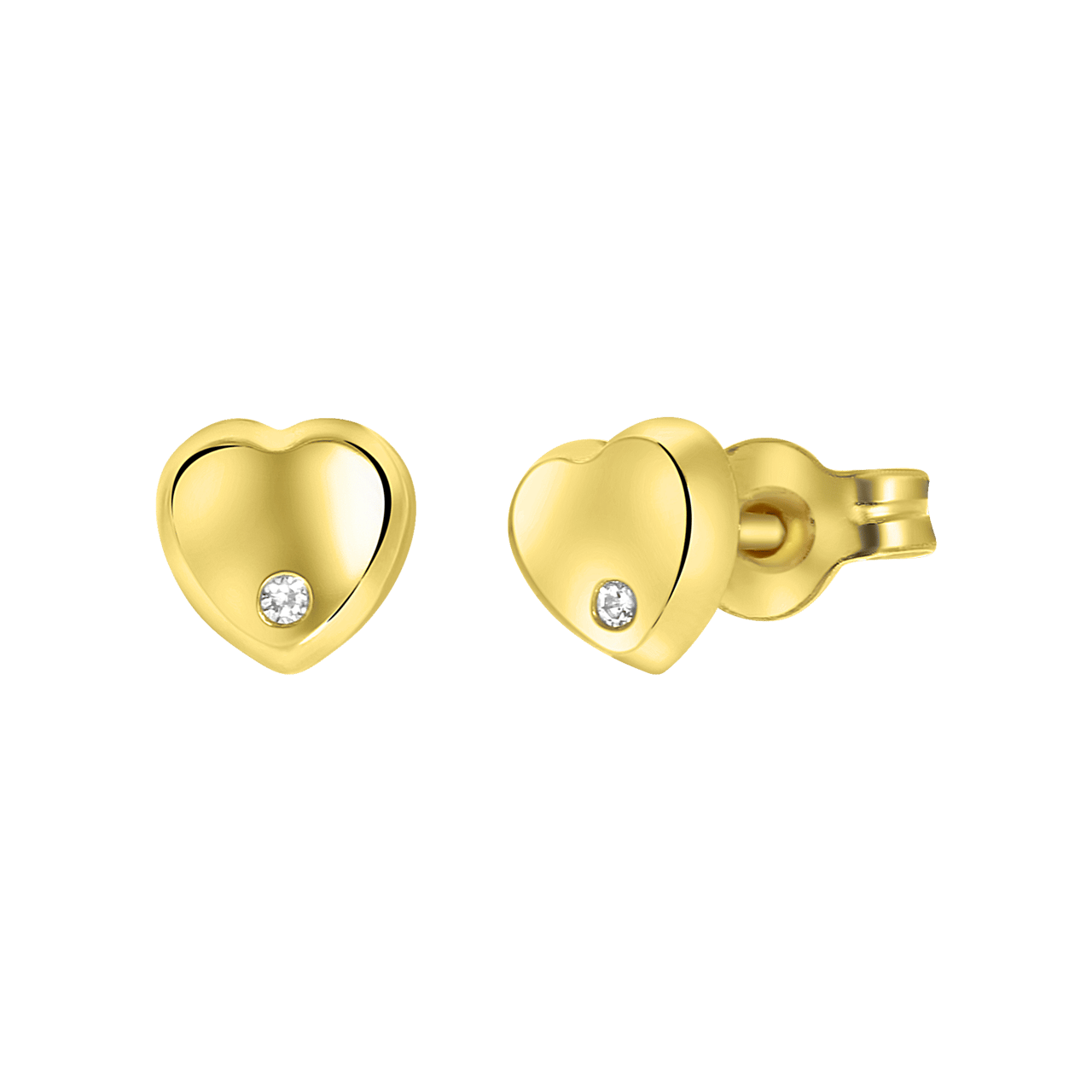 Ohrringe, 585 Gelbgold, Herz mit Zirkonia
