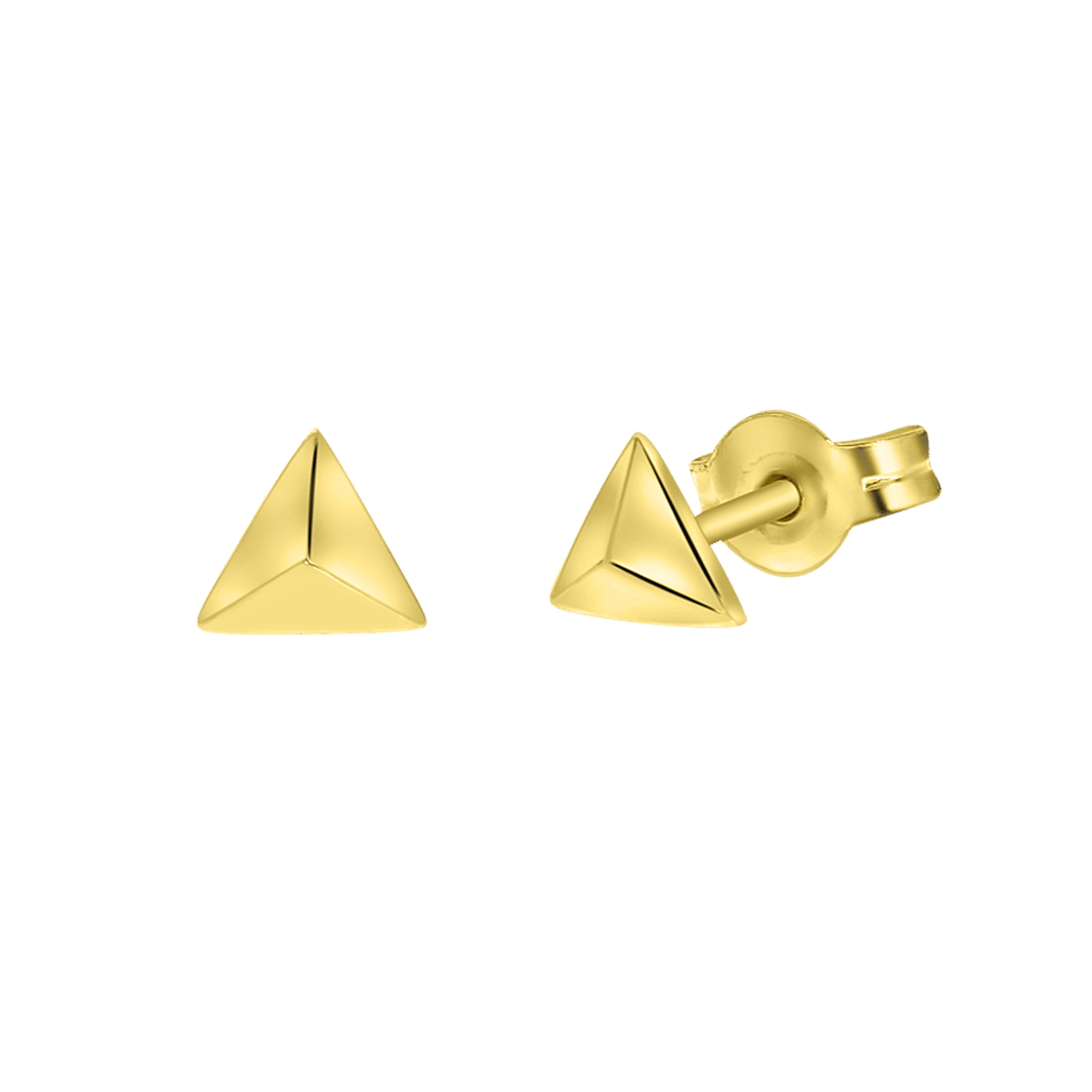 14 karaat geelgouden oorknoppen pyramide driehoek voor dames