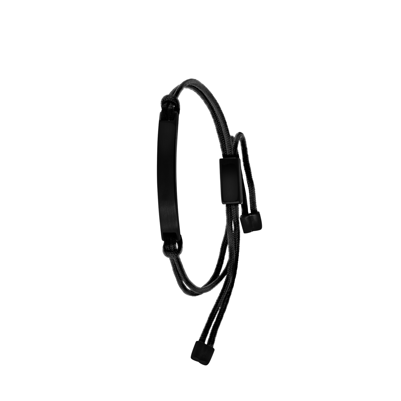 Jungen-Gravurarmband, schwarz beschichteter Edelstahl, schwarze Schnur