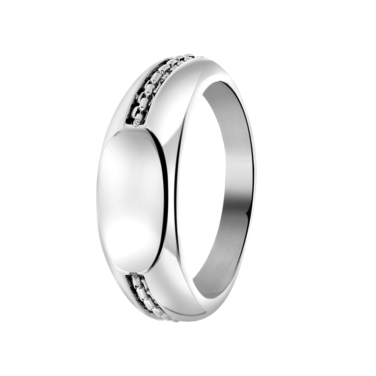 Gerecycleerd stalen jongenszegelring schakel