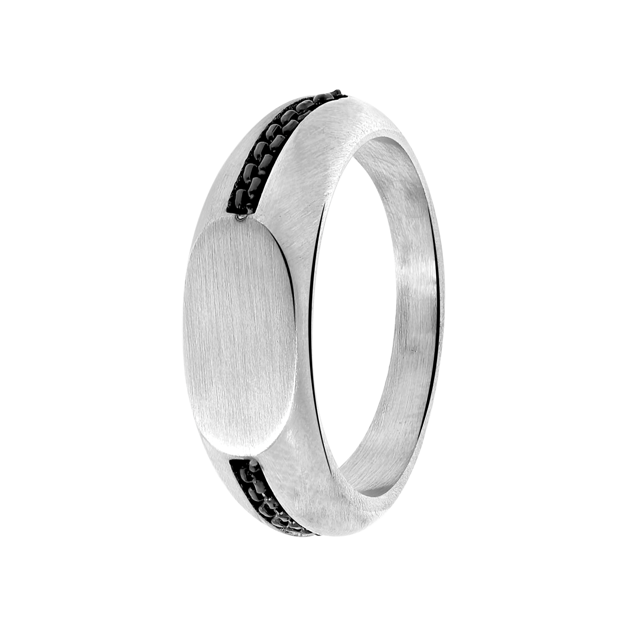 Gerecycled stainless steel jongenszegelring schakel blackplated