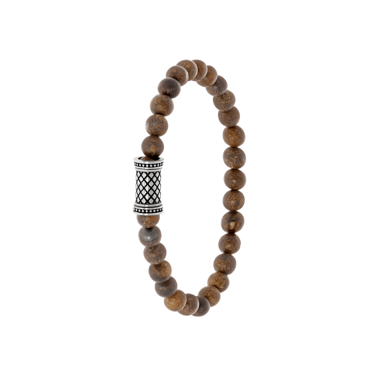 Stainless steel jongensarmband natuursteen bronzonite