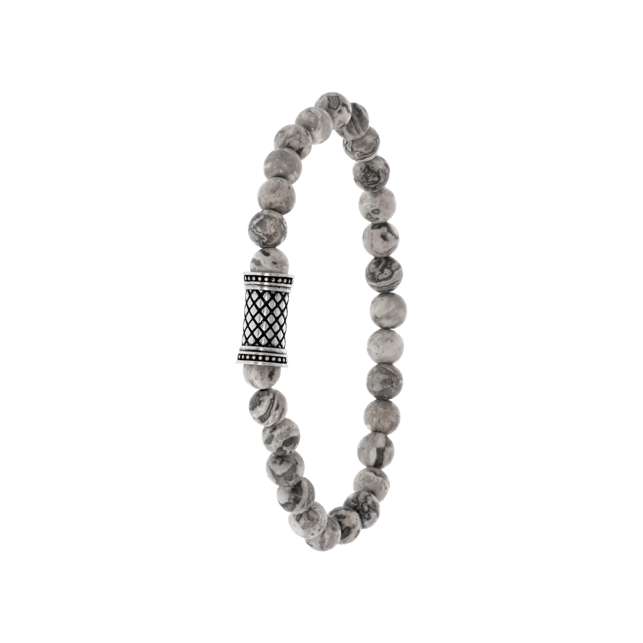 Jungenarmband, Edelstahl mit Edelstein, Grauer Jaspis