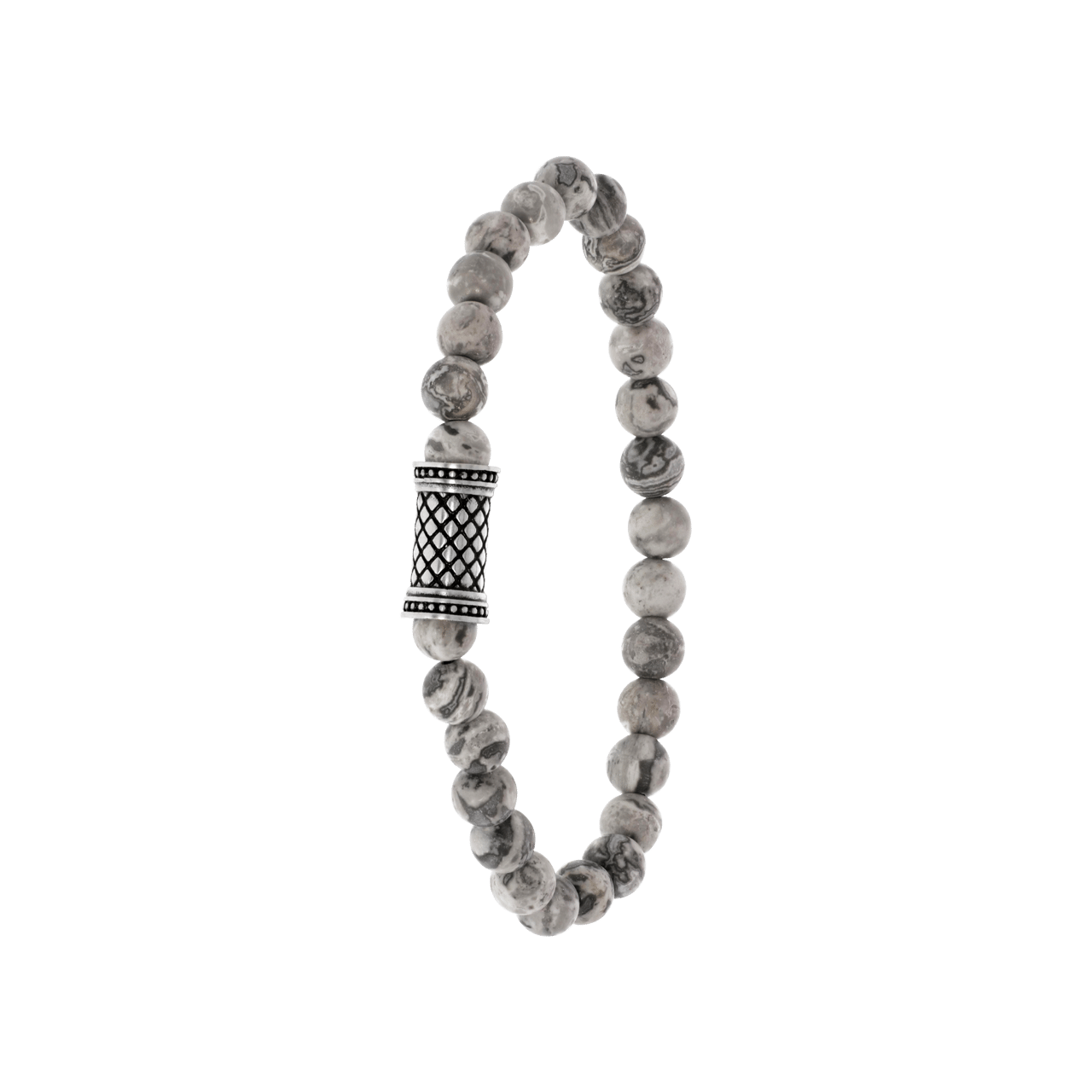 Stainless steel jongensarmband natuursteen grey jasper