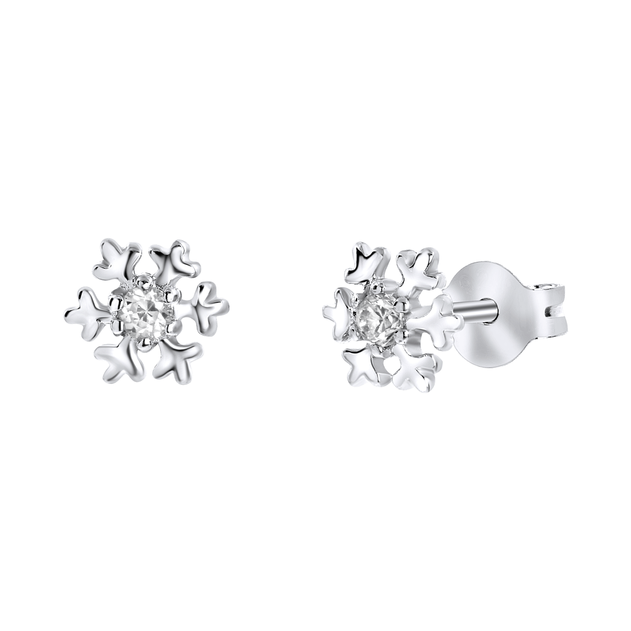 Ohrringe, 925 Silber, Schneeflocke mit Zirkonia