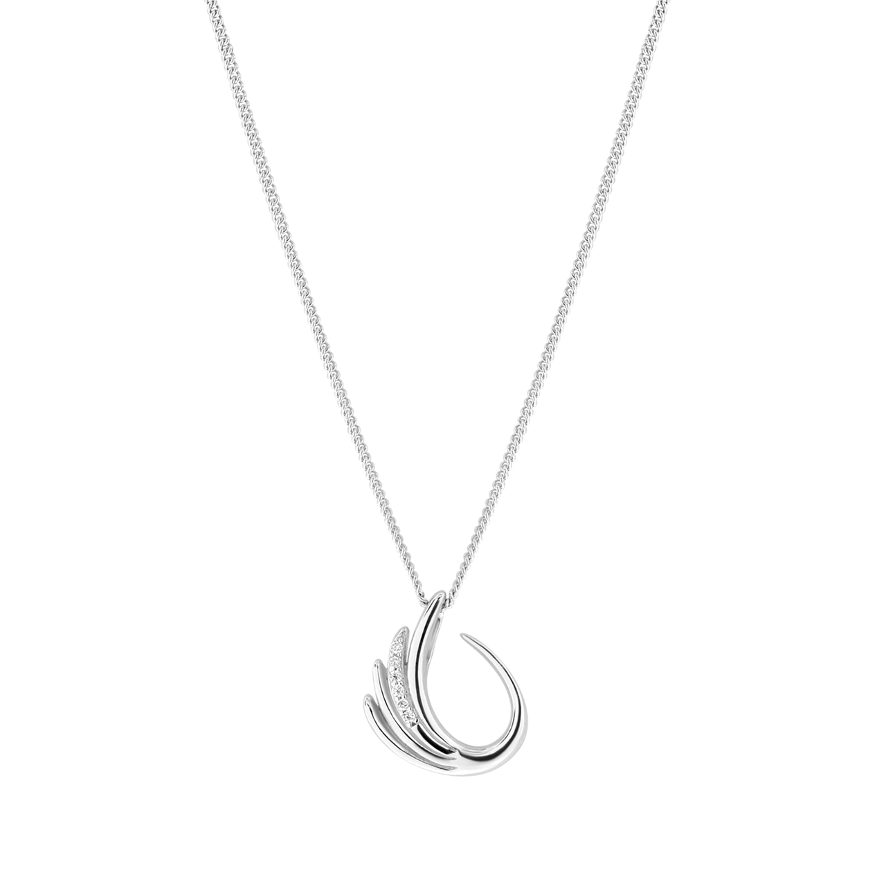 Zilveren ketting&hanger fantasie zirkonia