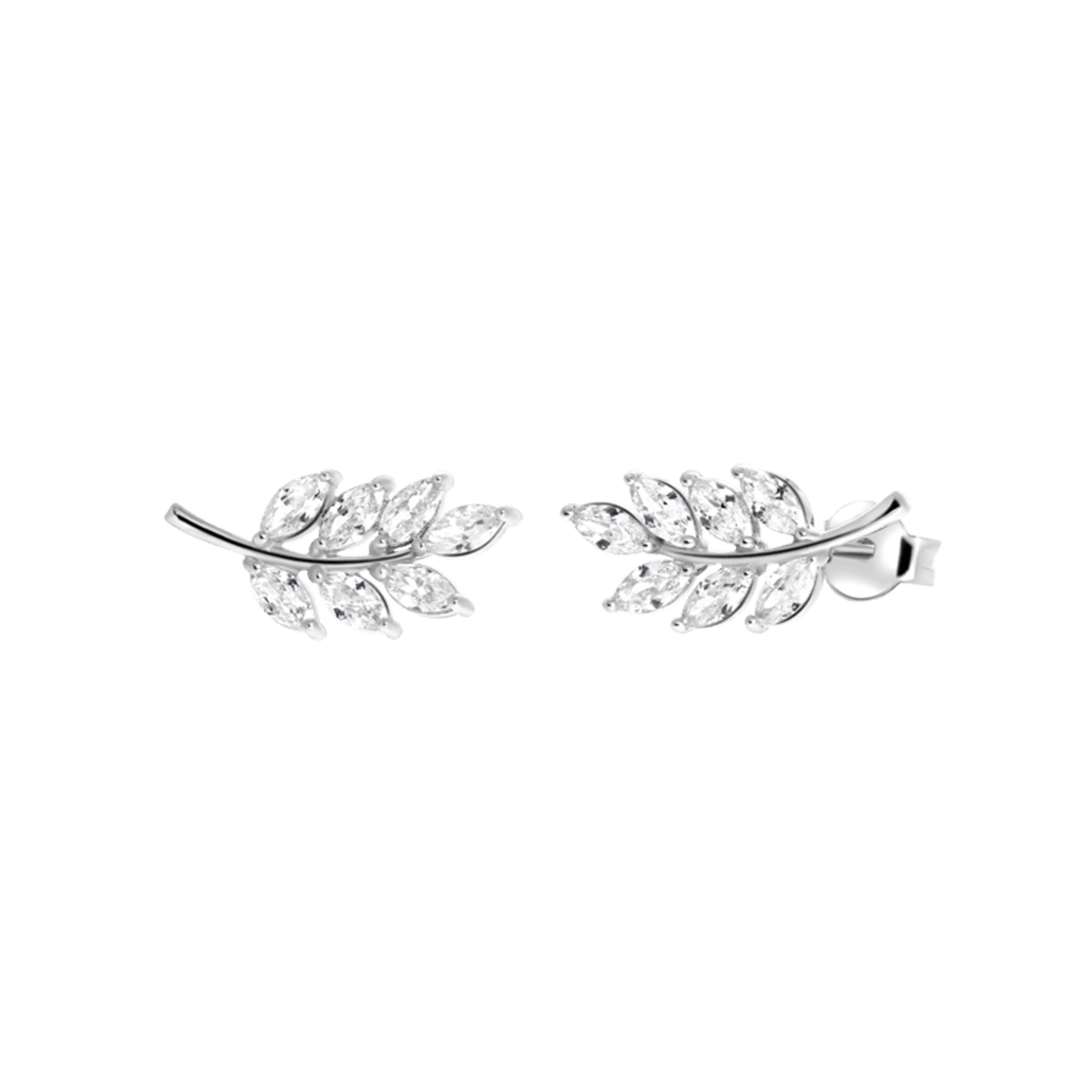 Silberohrringe, Blatt mit Zirkonia