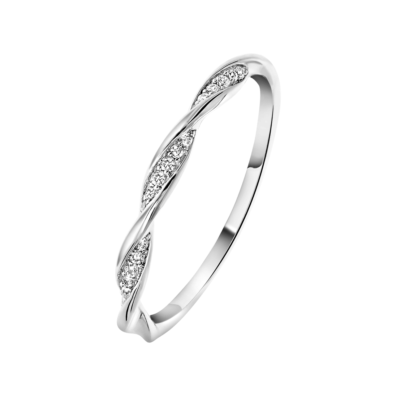 Ring, 925 Silber, gedreht, glatt, mit Zirkonia