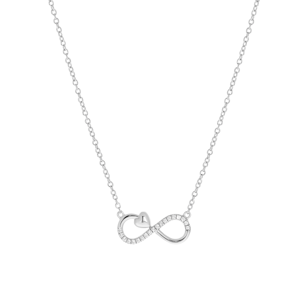 Zilveren ketting&hanger infinity/hart zirkonia