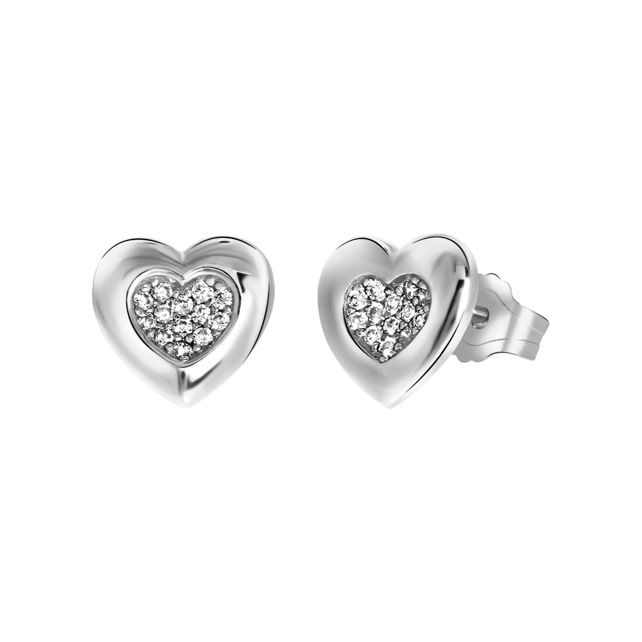 Silberne Ohrstecker Herz mit Zirkonia