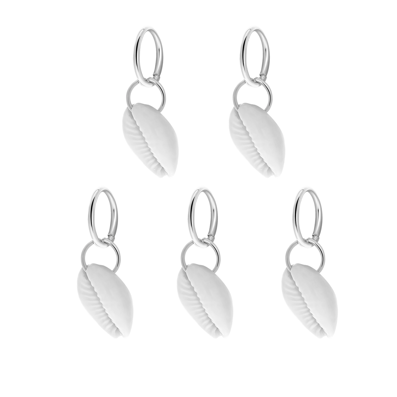 Zilverkleurige bijoux haar ringen schelp