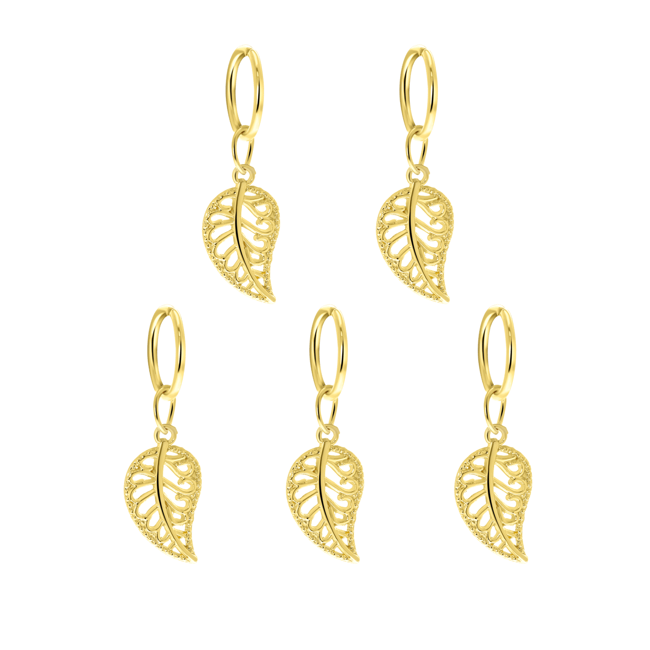 Goudkleurige bijoux haar ringen veertje