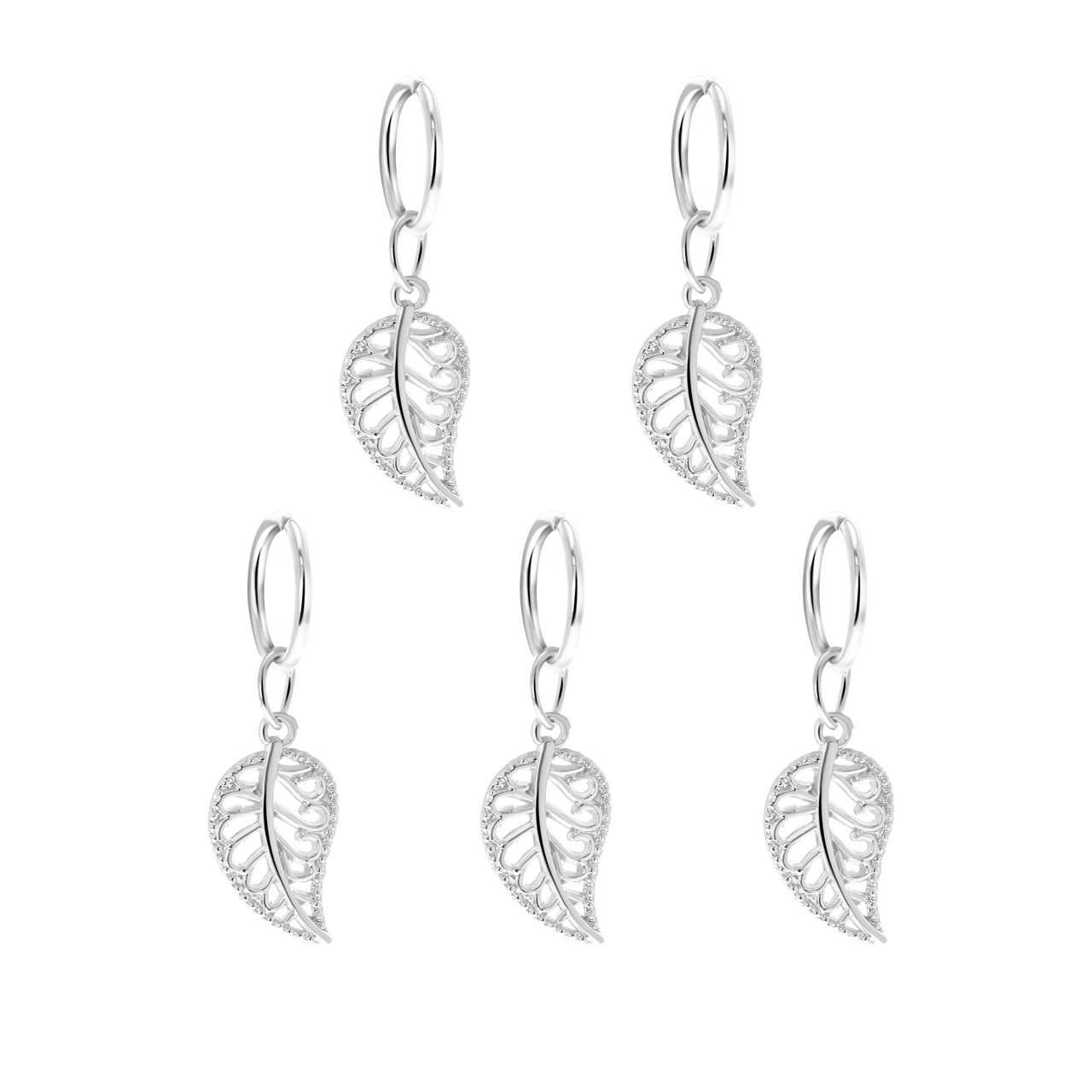 Zilverkleurige bijoux haar ringen veertje