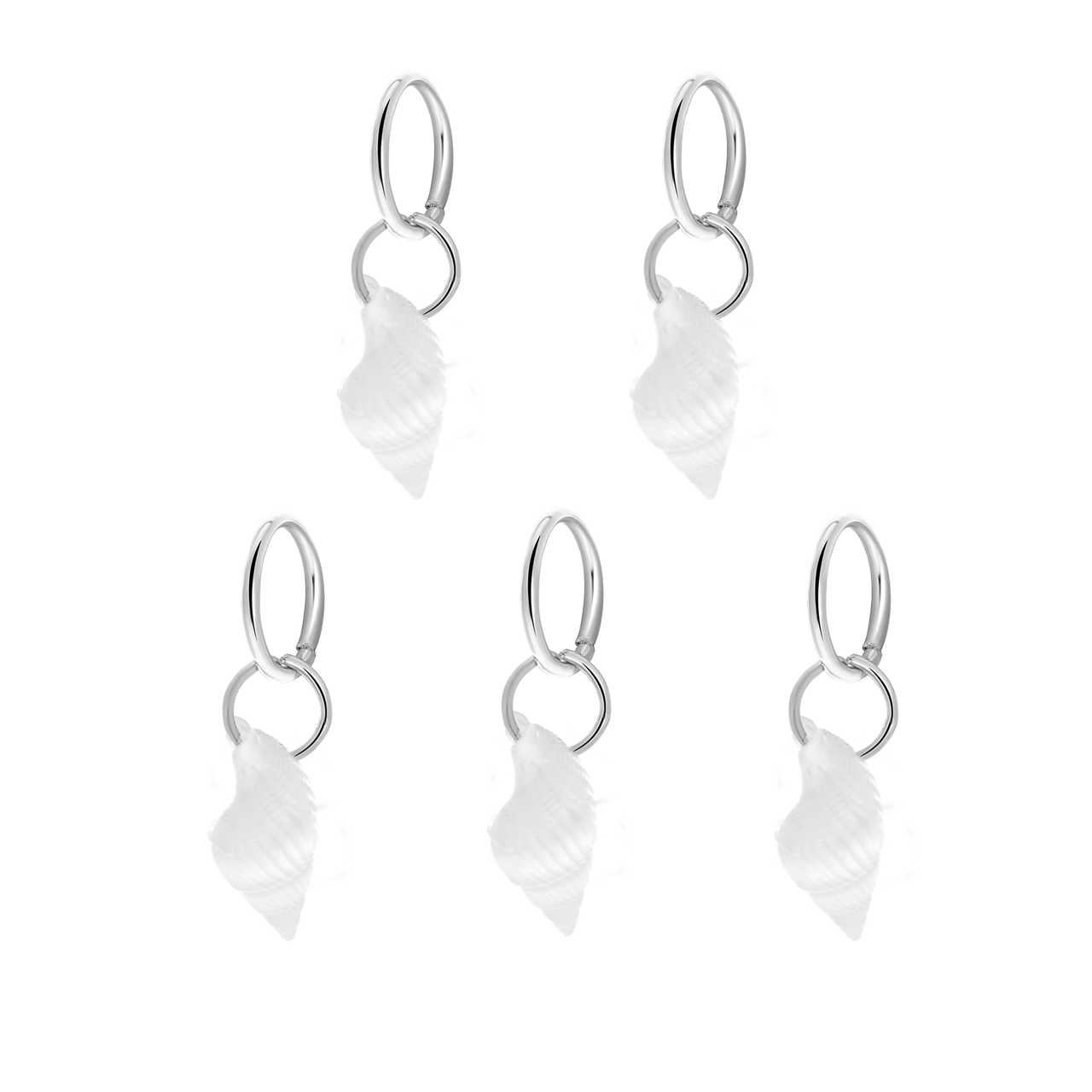 Zilverkleurige bijoux haar ringen schelp