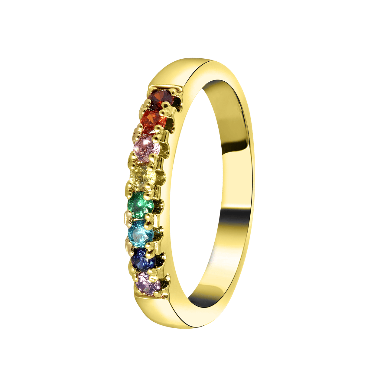 Goldplated ring regenboog met zirkonia voor dames