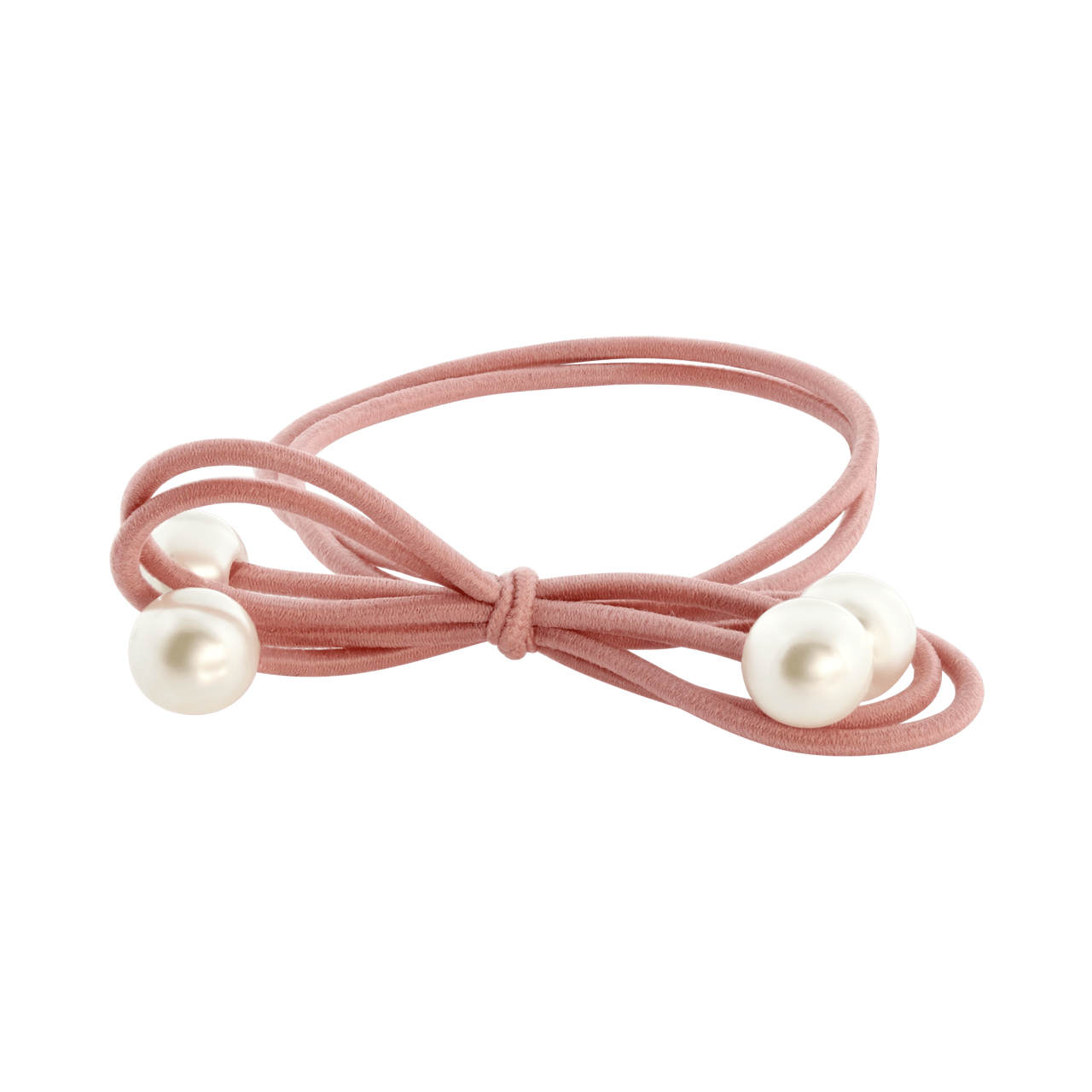 Roze haarelastiek met strik en imitatieparels