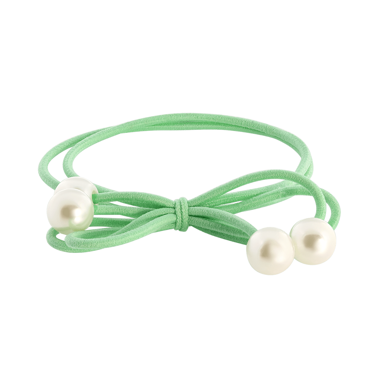 Mint haarelastiek met strik en imitatieparels