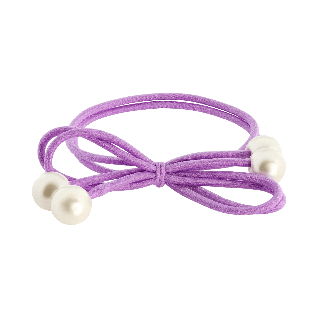 Paarse haarelastiek met strik en imitatieparels