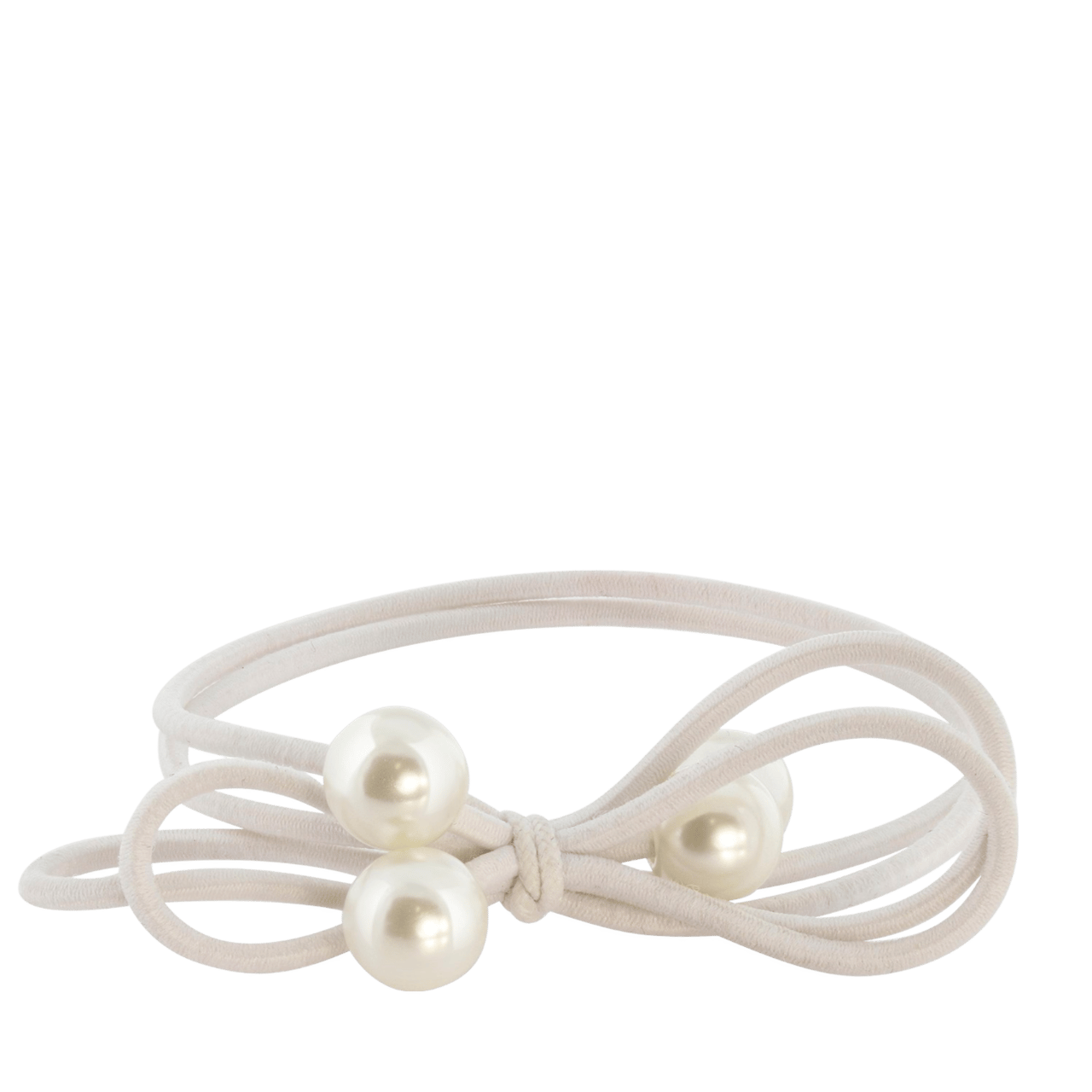 Witte haarelastiek met strik en imitatieparels