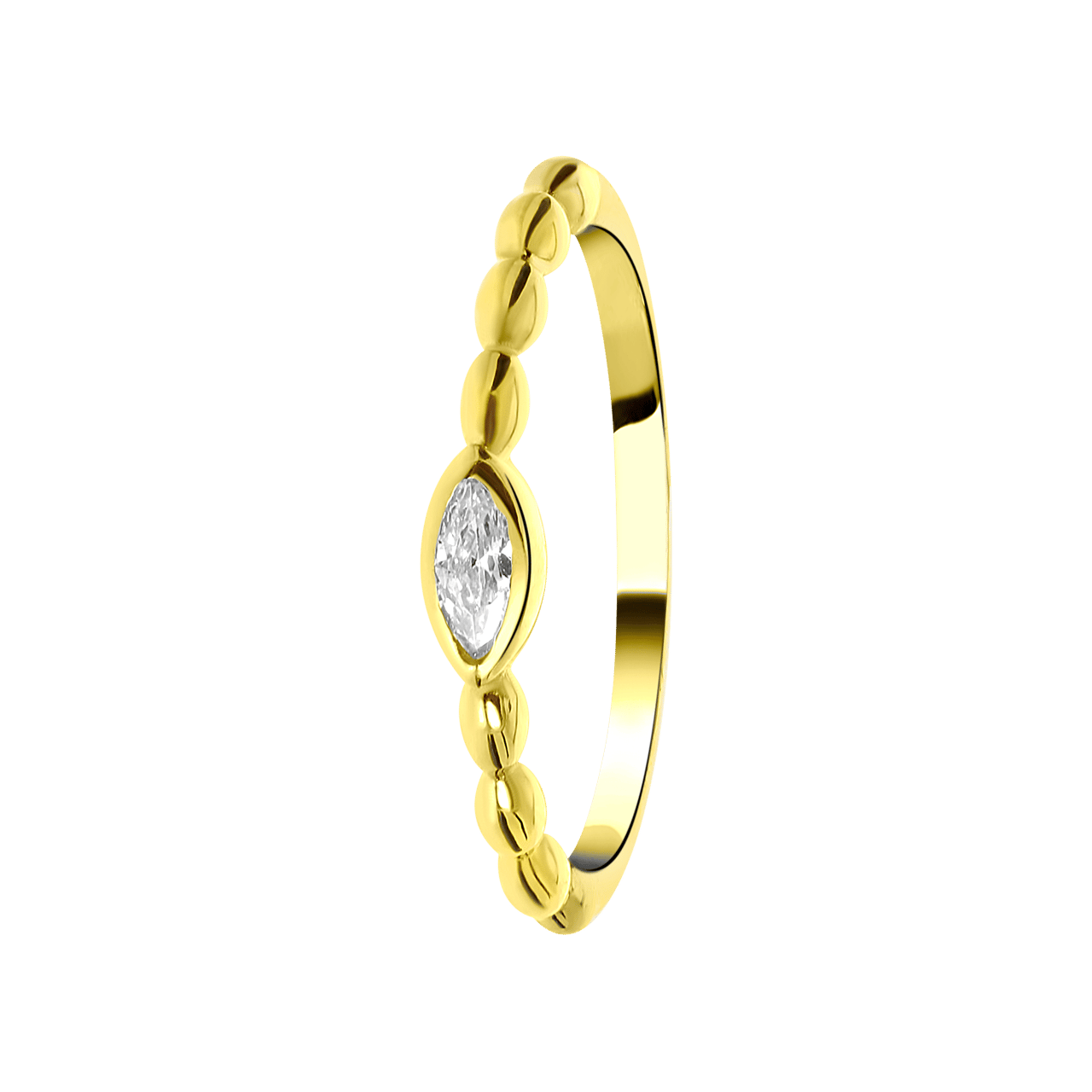 Ring, vergoldet, Kugel mit ovalem Zirkonia