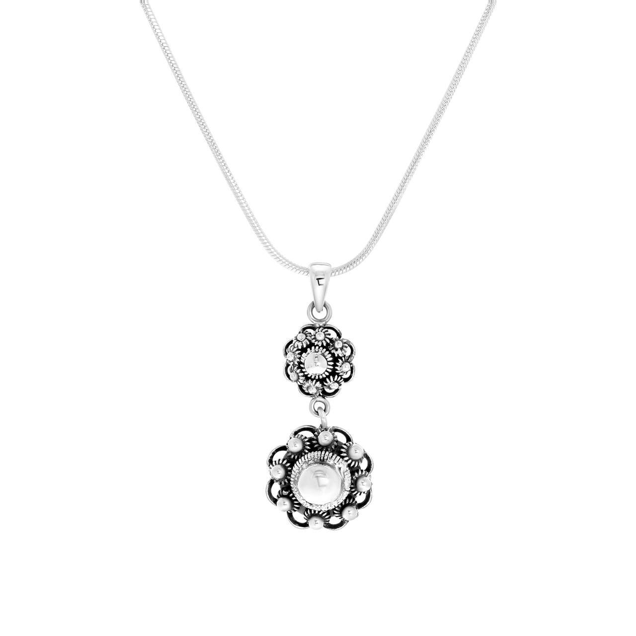 Zilveren ketting&hanger 2 Zeeuwse knopen
