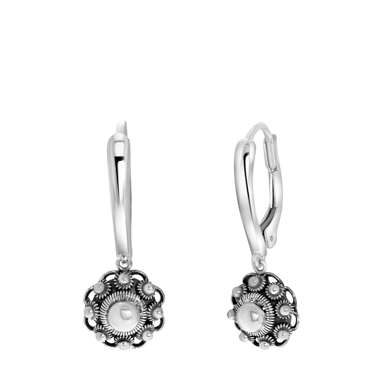 Ohrringe, 925 Silber, Zeeland-Knopf, 10 mm