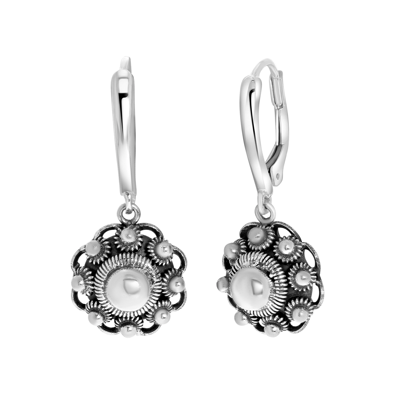 Ohrringe, 925 Silber, Zeeland-Knopf, 12 mm