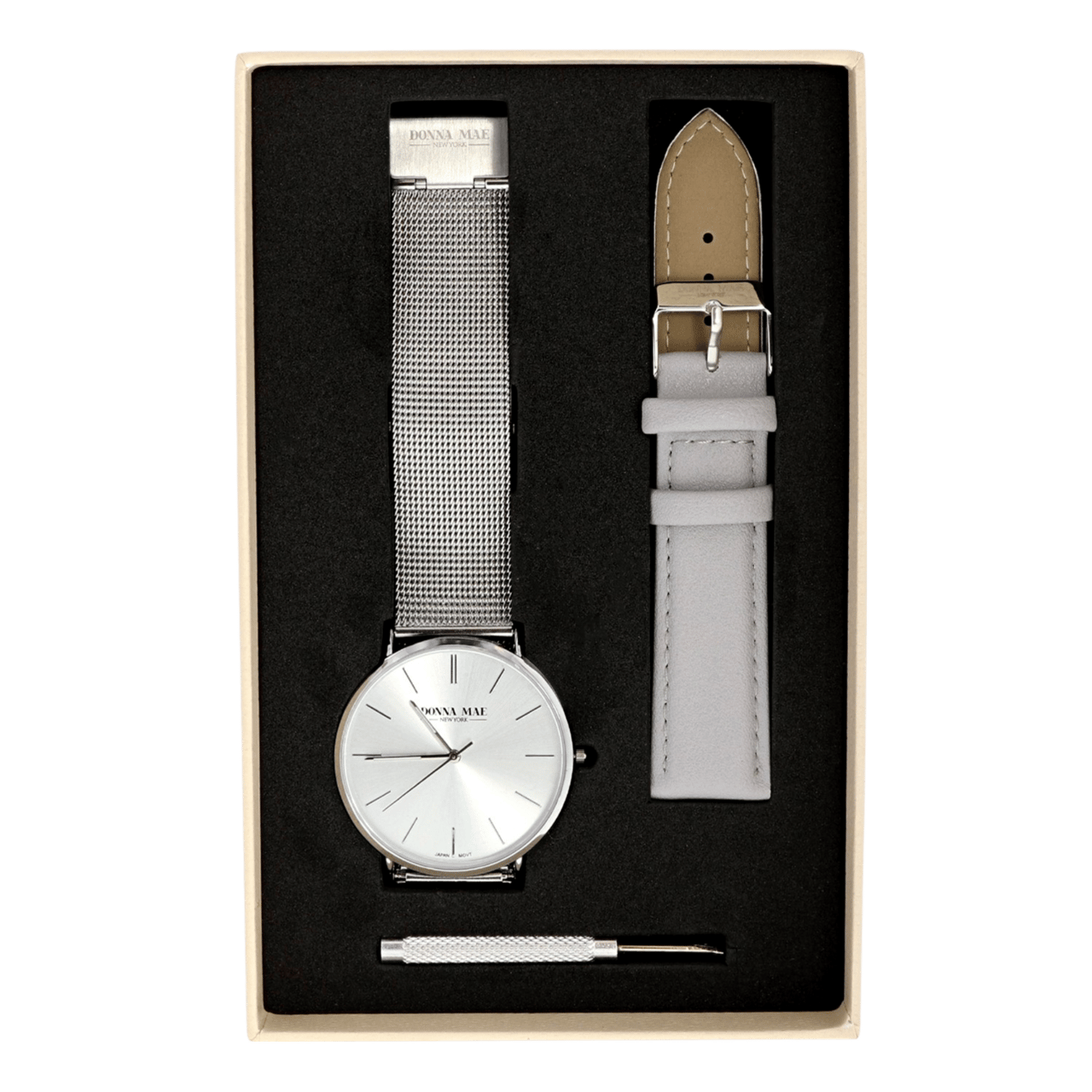 Donna Mae Cadeau Set Dames Horloge Zilverkleurig met gratis horlogeband