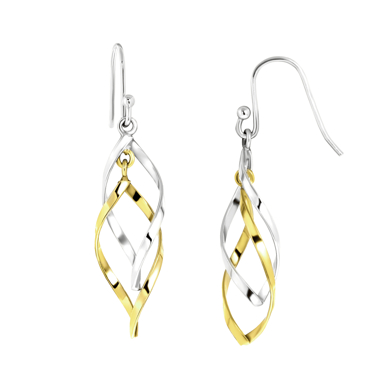 Ohrringe, 925 Silber, gedrehte Optik, silberfarben/goldfarben