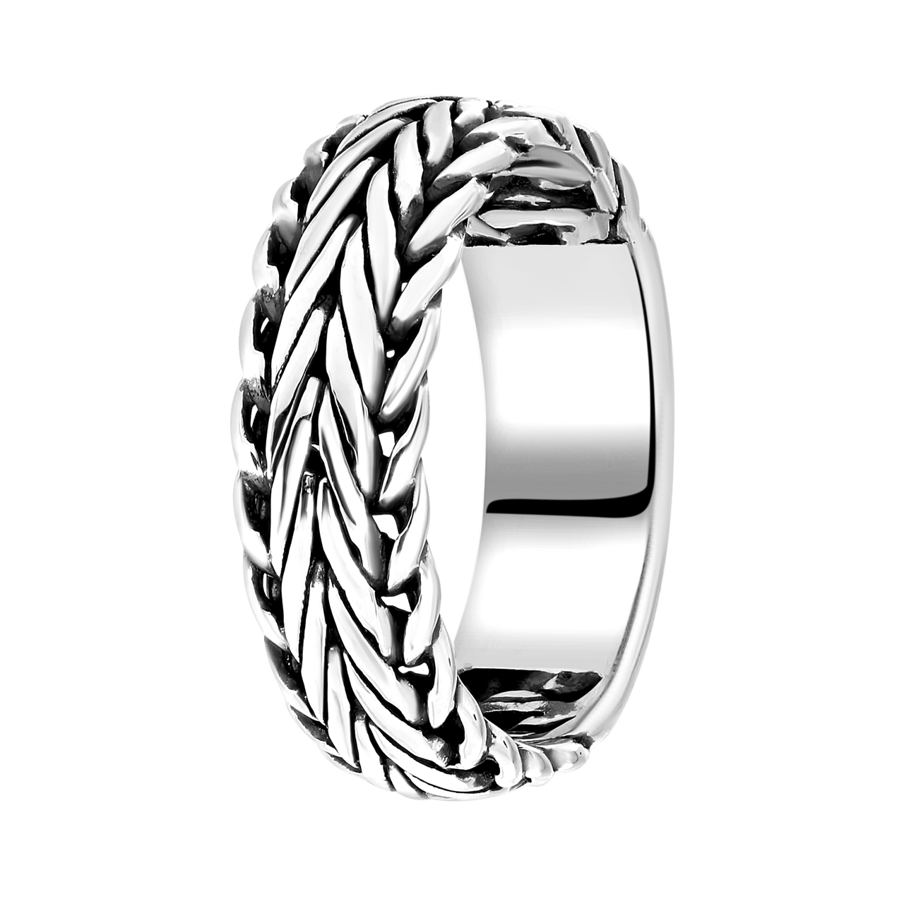 Ring aus 925 Silber Bali, Fuchsschwanzketten-Optik