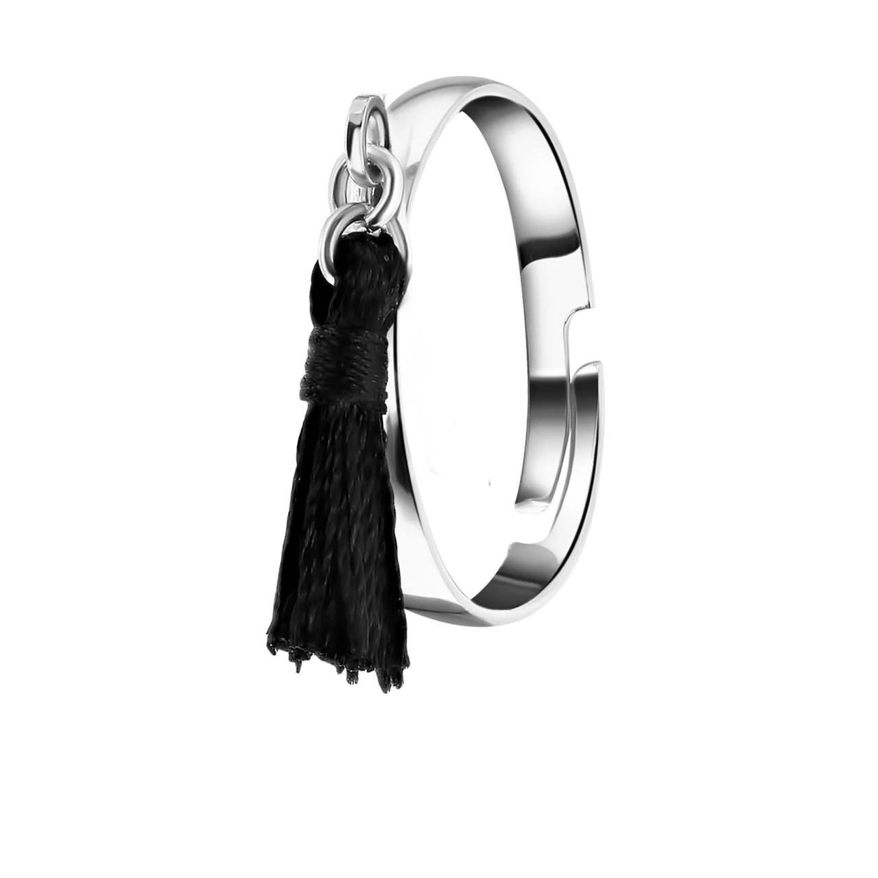 Silberfarbener Bijoux-Ring mit quastförmigem Anhänger