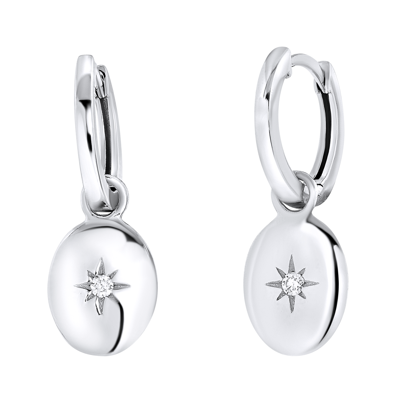 Ohrringe, 925 Silber, oval, Zirkonia