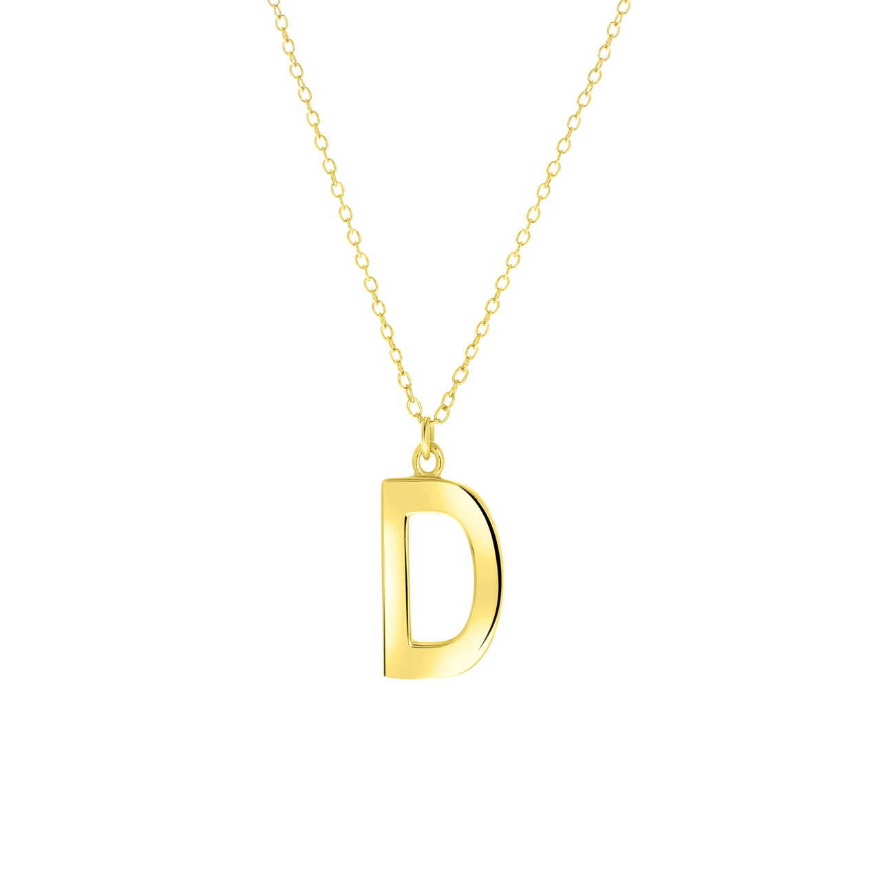 Zilveren goldplated ketting met hanger alfabet voor dames