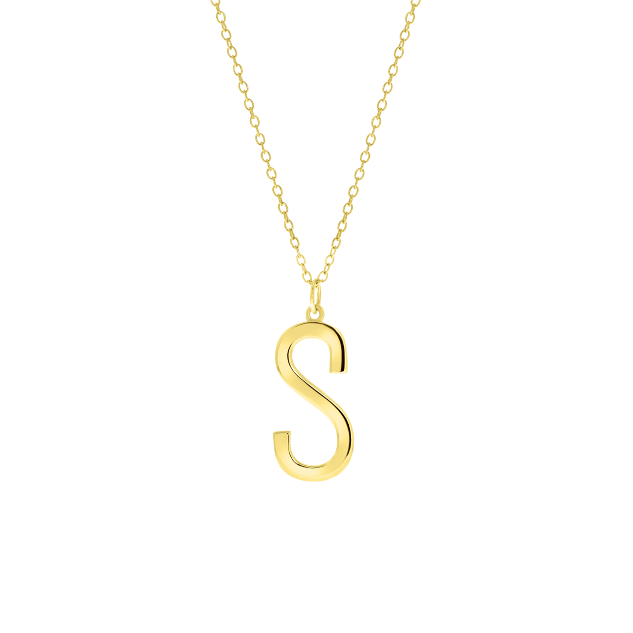Zilveren goldplated ketting met hanger alfabet voor dames