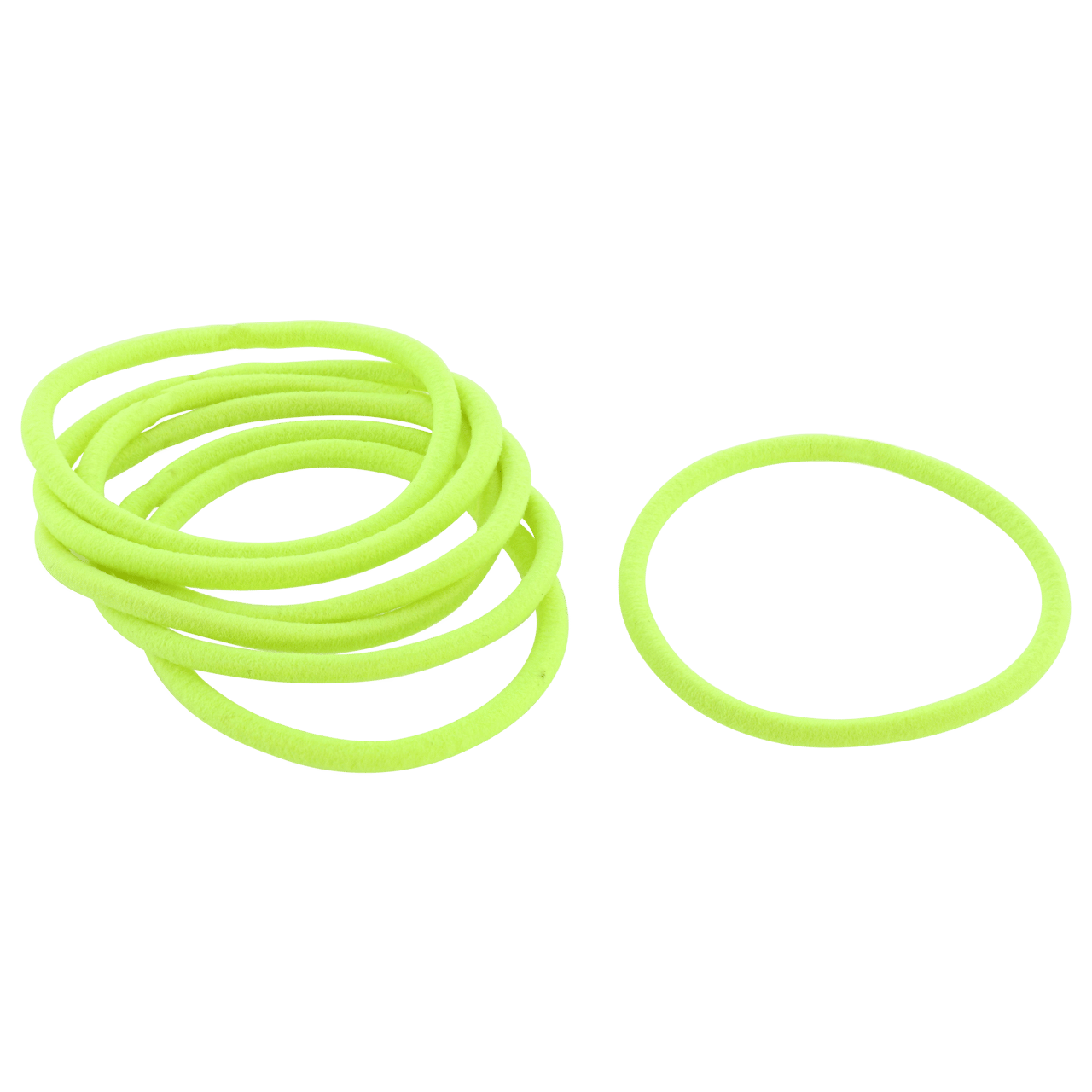 Setje van 7 neon gele haar elastiekjes