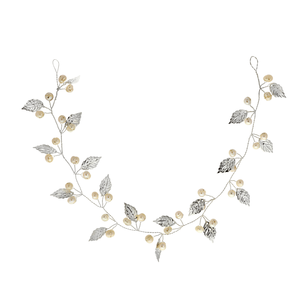Haarschmuck mit Süßwasserperlen und Blattmotiv