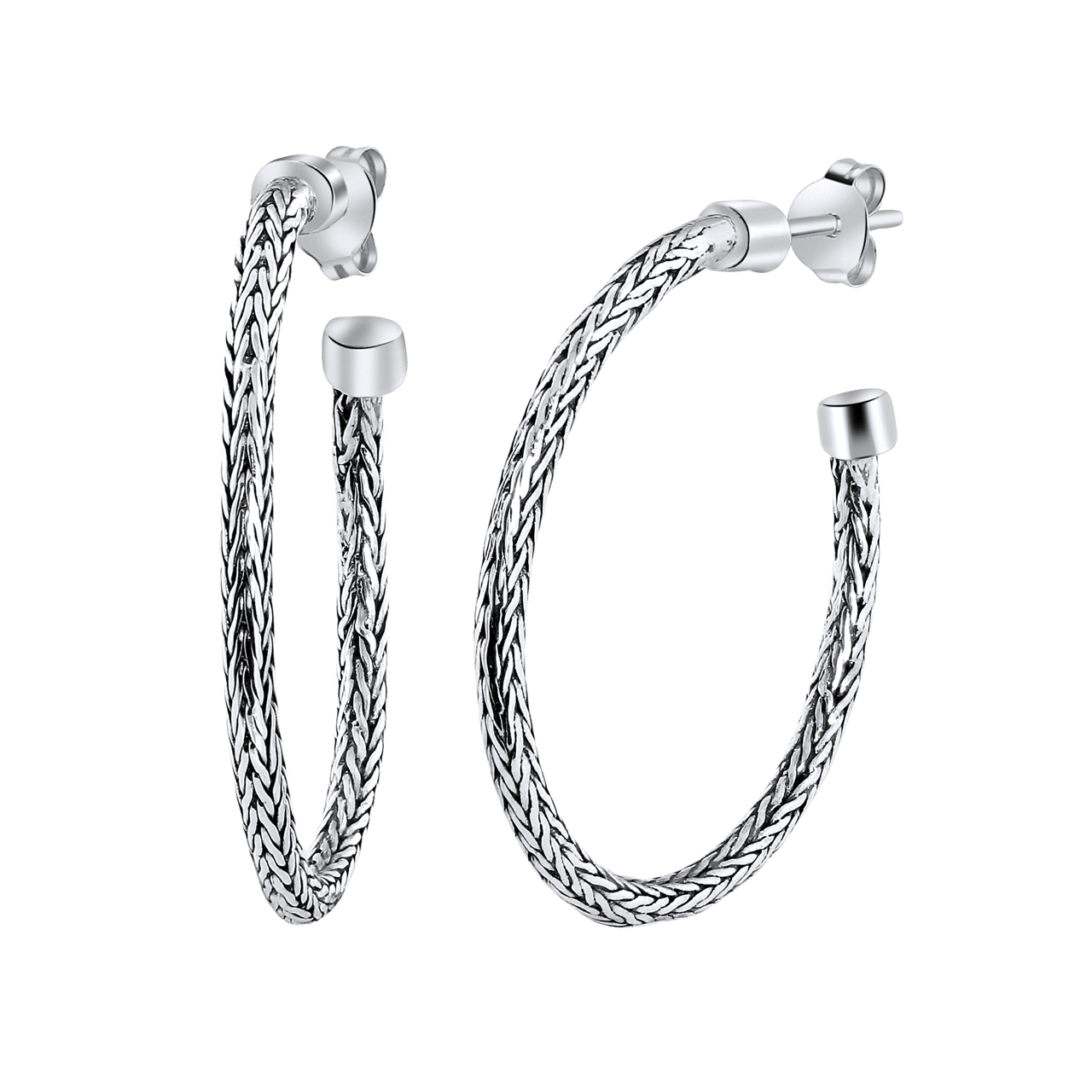 Zilveren oorbellen spiga schakel 30mm