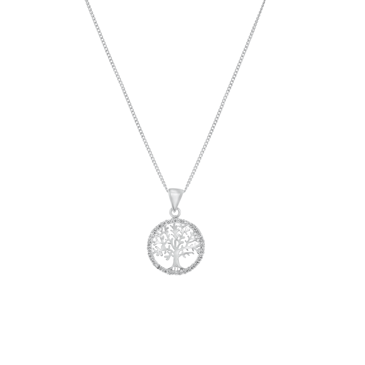 Kette aus 925 Silber & Anhänger Lebensbaum mit Zirkonia