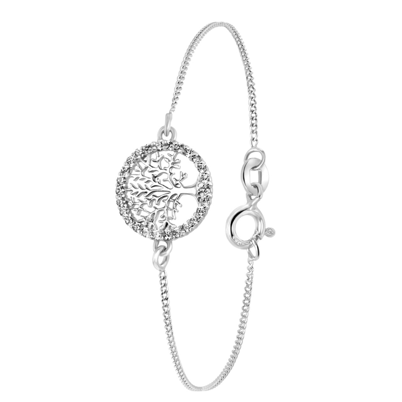 Silberarmband Lebensbaum mit Zirkonia