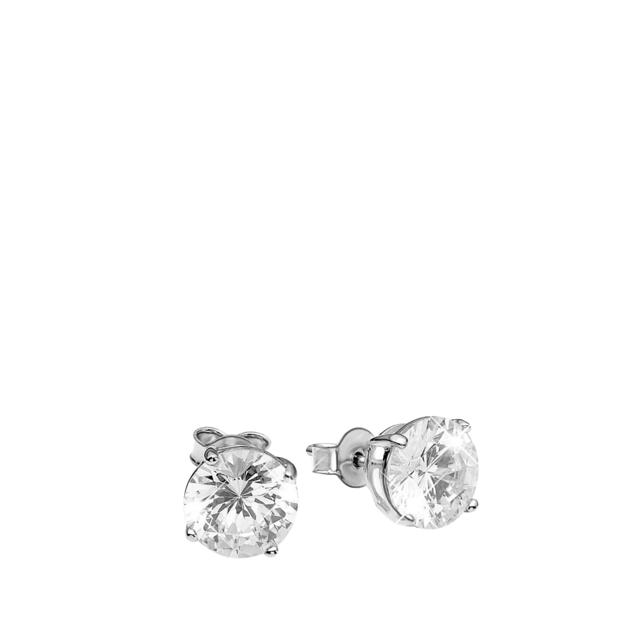 Ohrringe aus 925er Silber, rund, 9 mm, mit Zirkoniabesatz