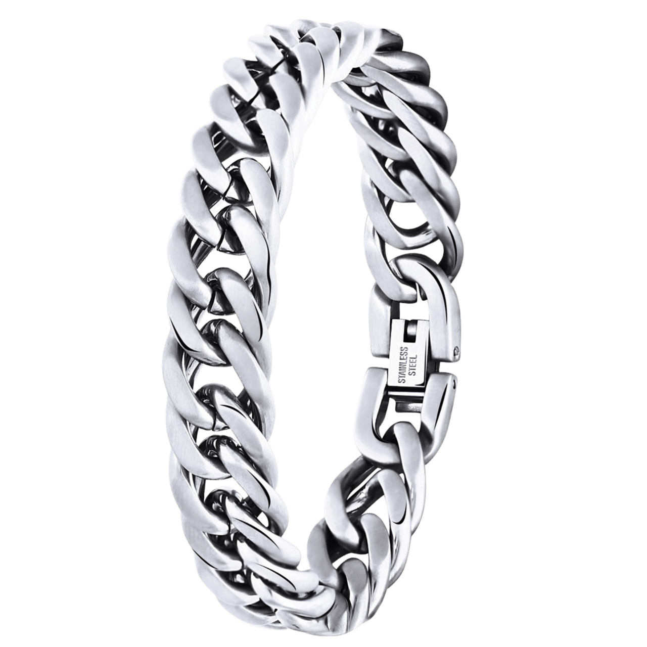 Stainless steel herenarmband gourmetschakel mat